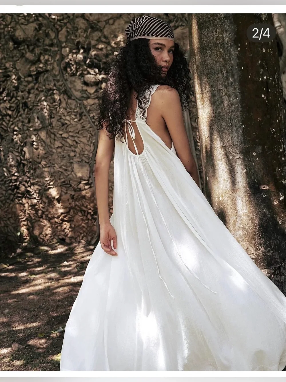 NWT Free People White Lace-Trim Cotton Maxi dress XS